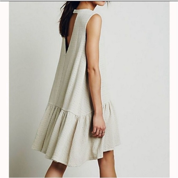 Free People Women’s Turn It On Drop Waist Ruffle Hem Mini Dress Beige Size XS - Picture 1 of 10